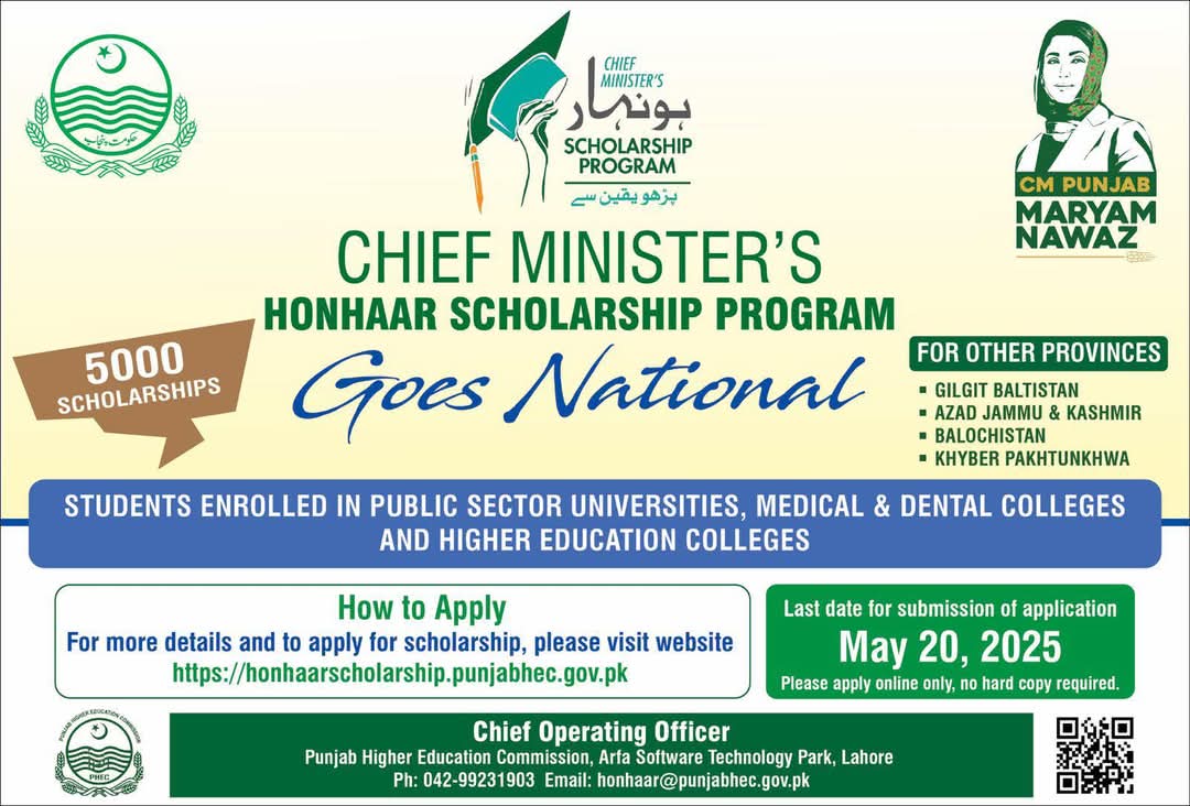 Chief Minister’s Honhaar Scholarship Program goes National
